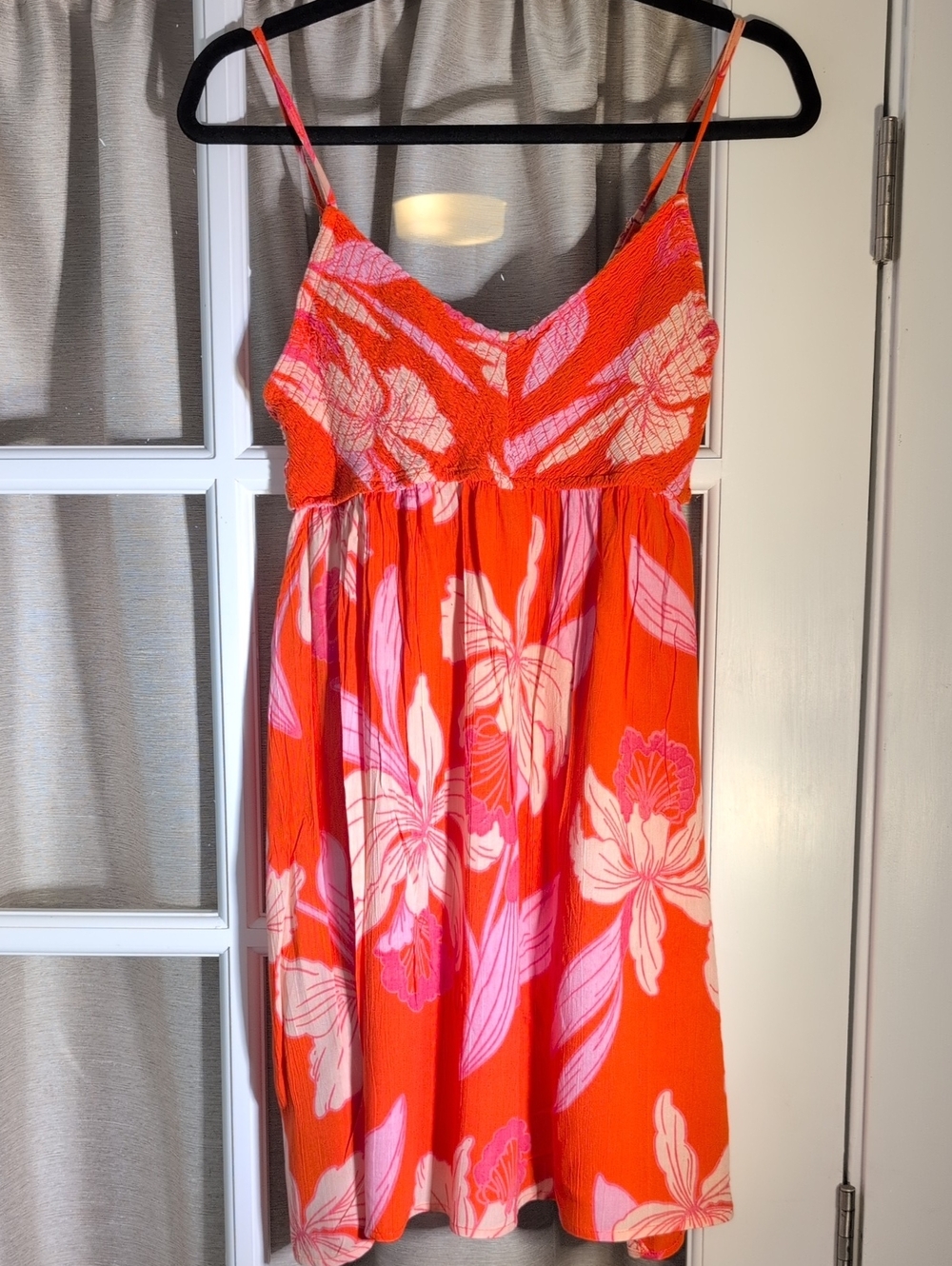 Angie Red and Pink Tropical Floral Summer Dress With Cut Outs
